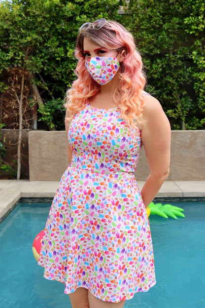 4417 Popsicle / Violet Gingham Reversible Mask