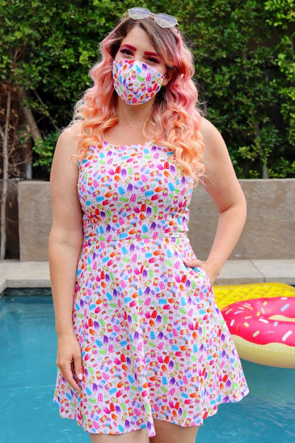 4417 Popsicle / Violet Gingham Reversible Mask