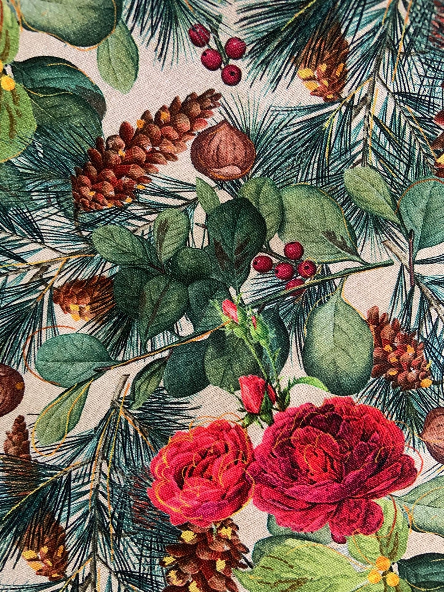 a close up of fabric of holiday flourish vintage midi dress