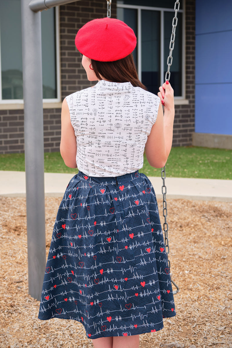 back view of model wearing our equations bow top