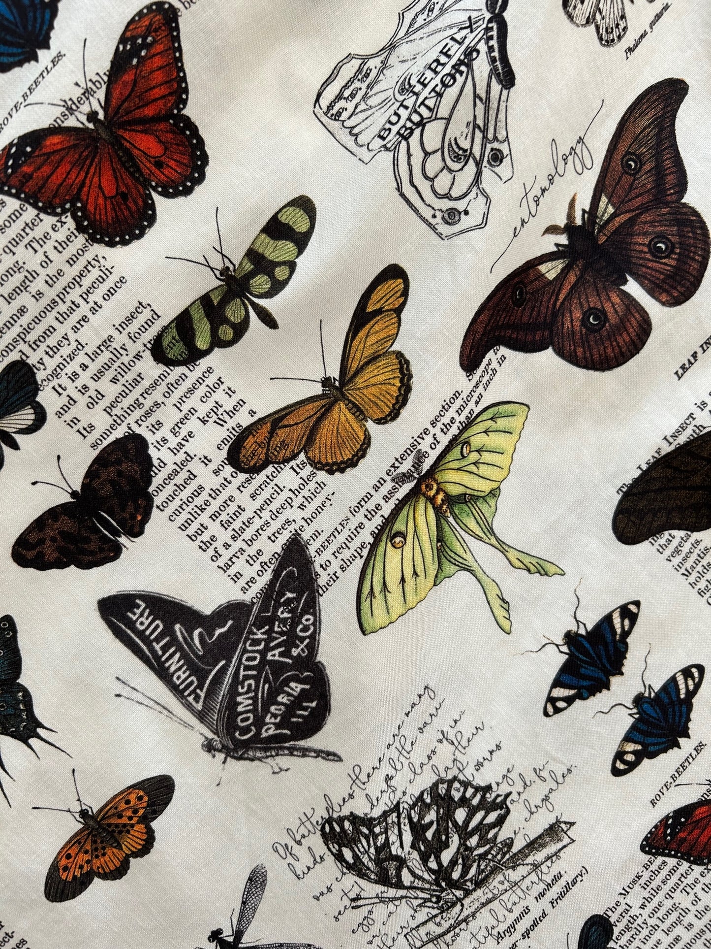 a close up of the fabric of the butterfly vintage dress