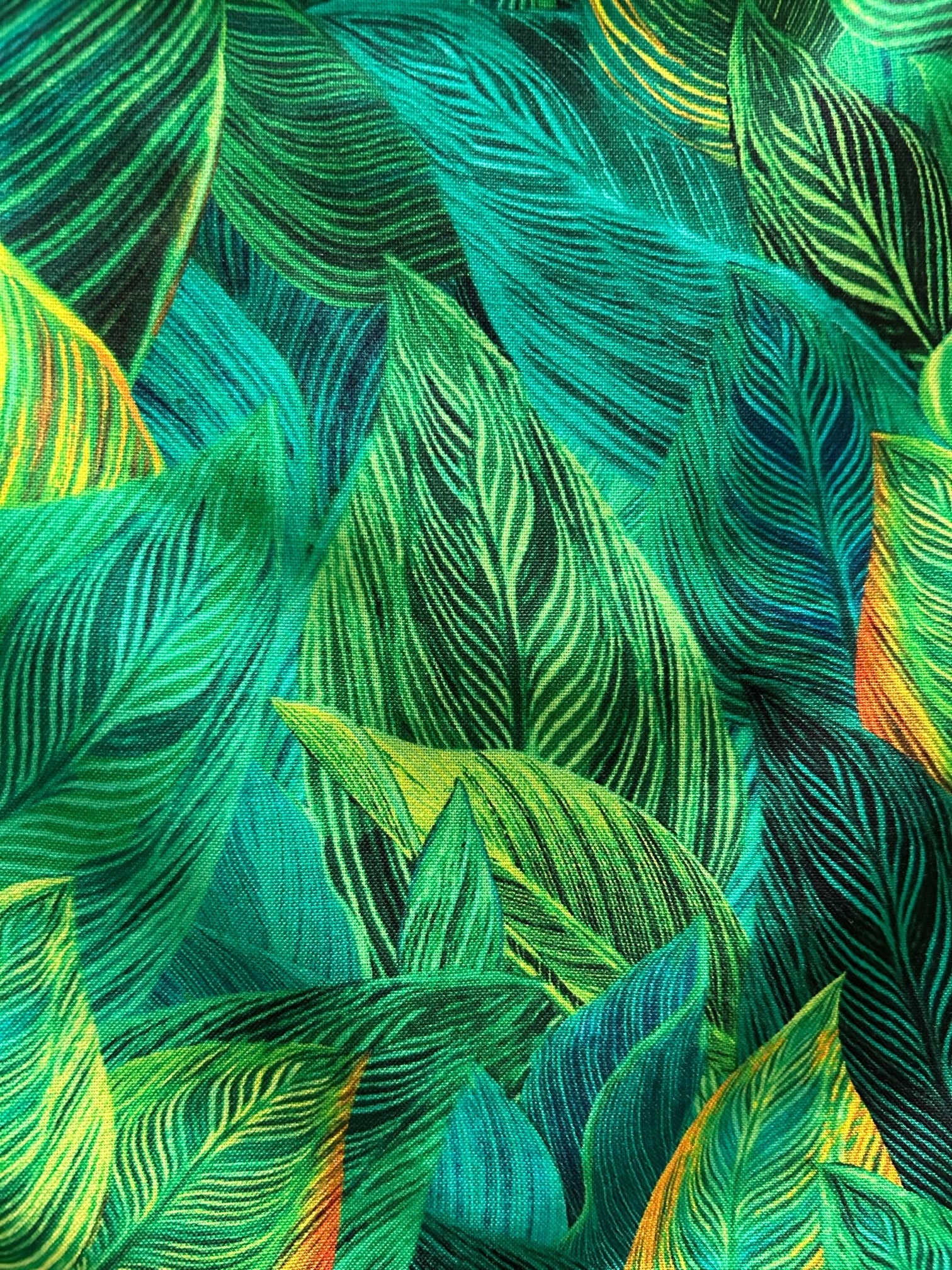 a close up of the fabric for our leaves bow top