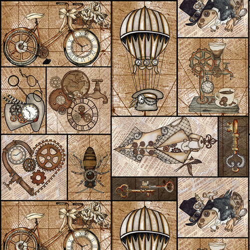 Close-up of steampunk style print.