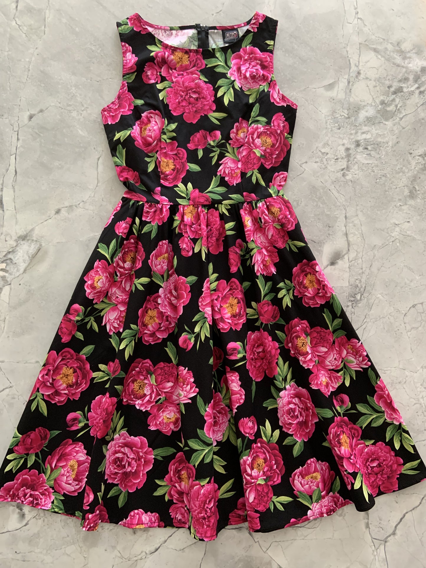 4860 Fuchsia Floral Vintage Dress - XS only, 1 left!