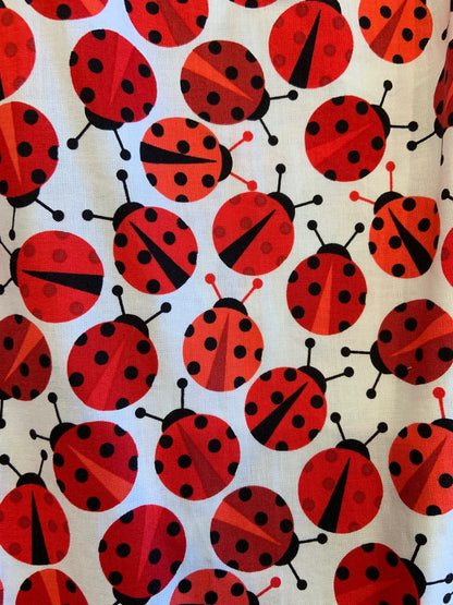 red ladybugs on white background