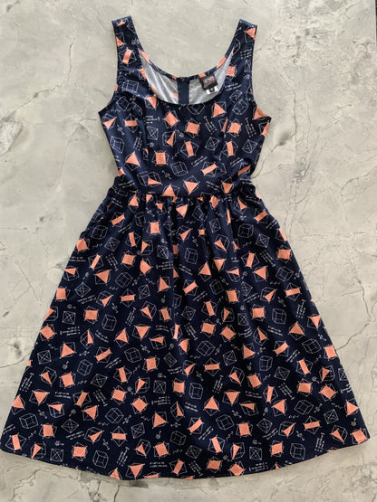  flat lay of the front of the math fit and flare dress