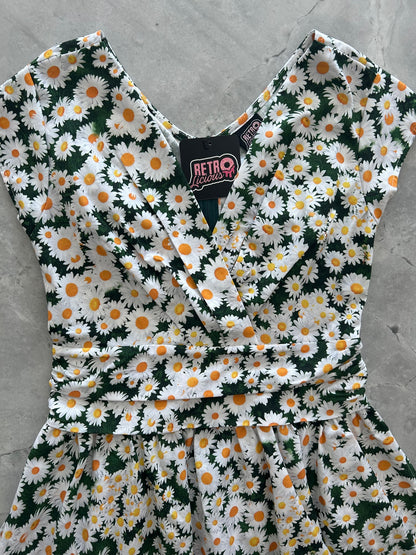 a close up of the front of the bodice of the daisy greta dress