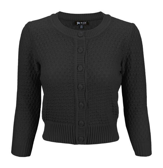 flat lay of black waffle cardigan