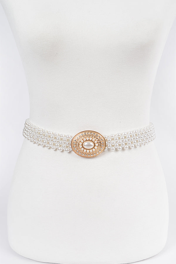 Vintage Style Elastic Pearl Belt