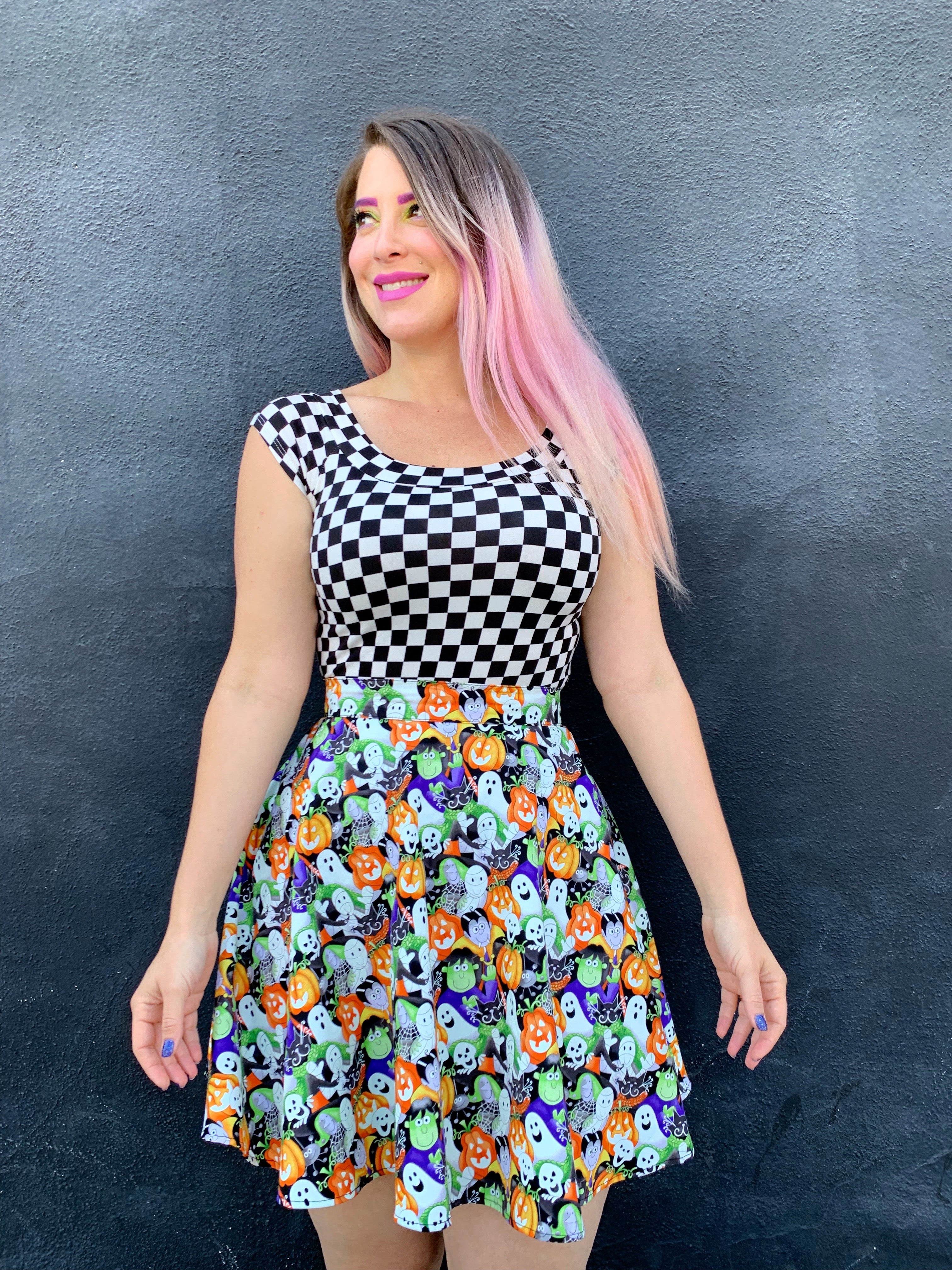 Boat print skater dress top