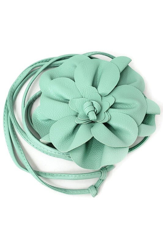 Vintage Style Flower Wrap Belt in mint
