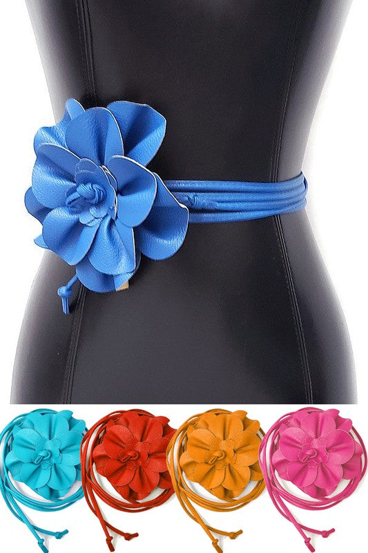 Vintage Style Flower Wrap Belt in multiple colors