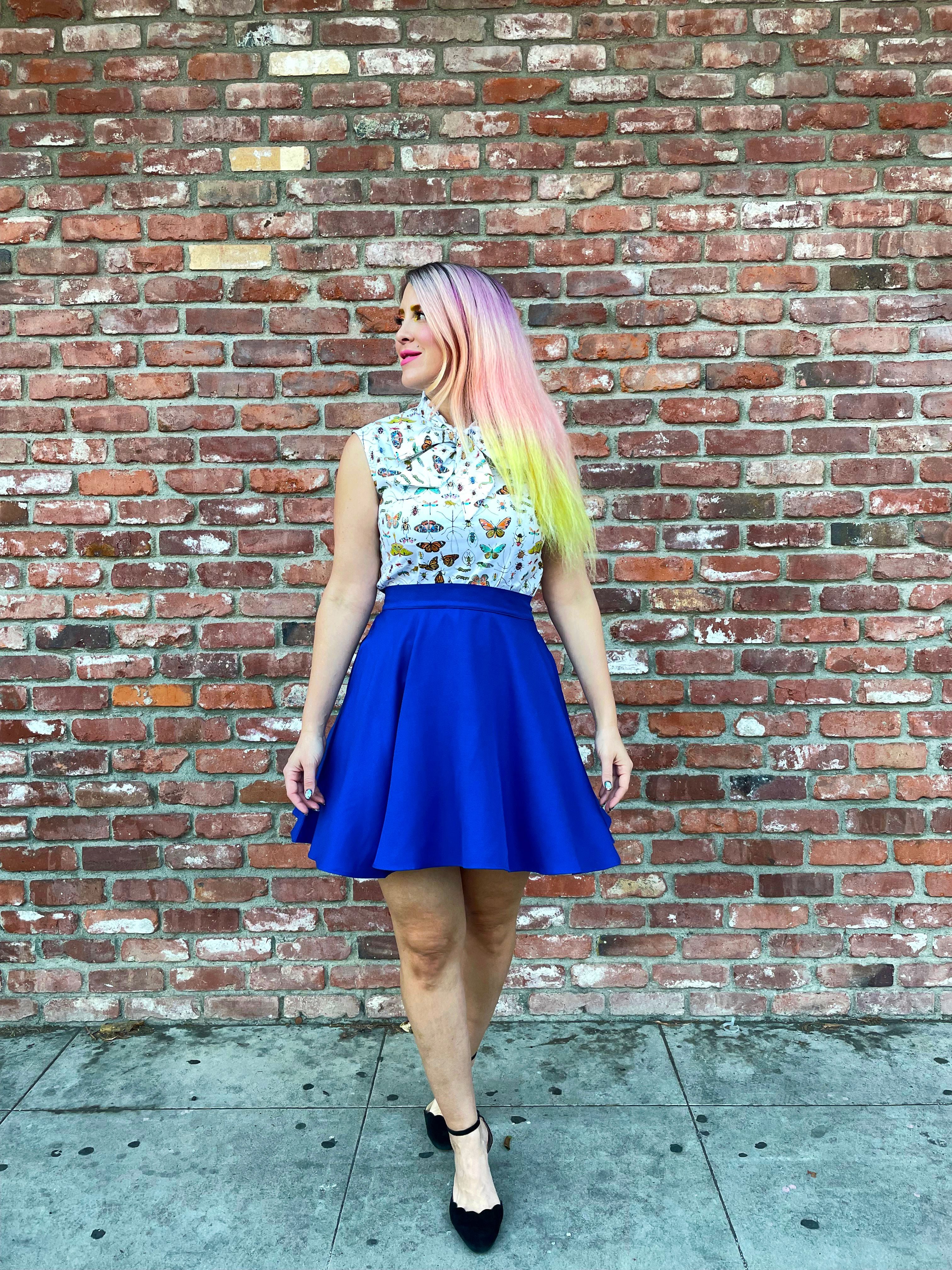 5034 Royal Blue Skater Skirt Vintage Mod Clothing S